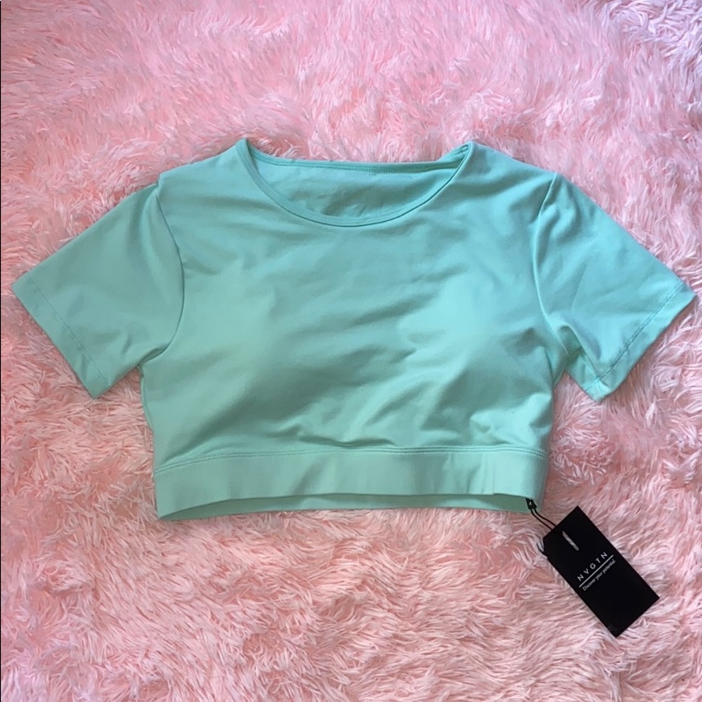 NVGTN Aqua Open Back Short Sleeve Crop Top